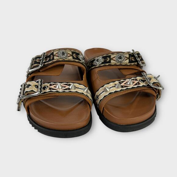 ASH Ulysse Boho Woven Strap Buckle Studded Slide Slip-on Sandal Size 39 US 8.5/9 - Picture 6 of 12
